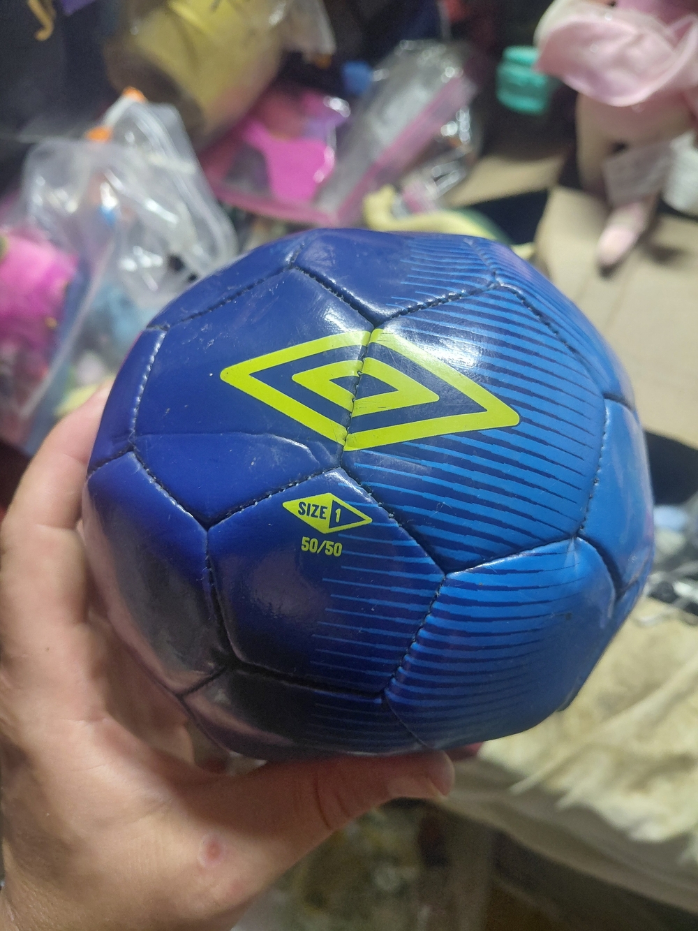 Umbro Kids Blue Mini Soccer Ball with Neon Yellow Logo